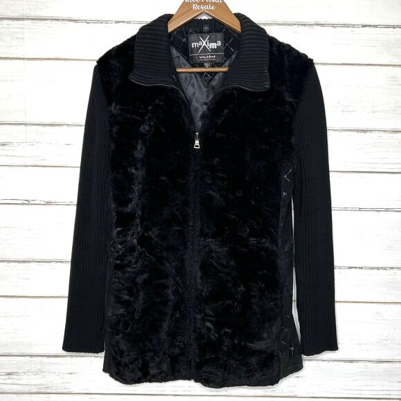Wilsons Leather Maxima Faux Fur Embossed Leather Jacket Size Medium - Picture 1 of 8